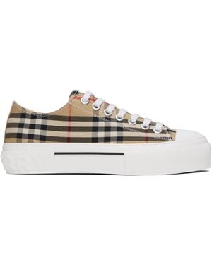 Burberry ベージュ チェック スニーカー - ブラック