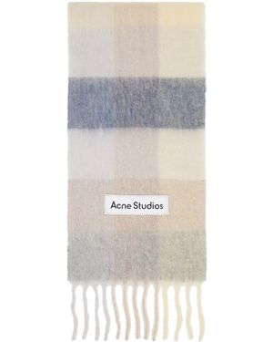 Acne Studios Écharpe Blanc Cassé En Mohair À Carreaux - Multicolore