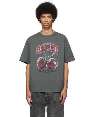 Ganni Grey Cherry T-shirt - Black