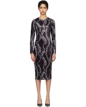 Versace Jeans Couture Chain Couture Velvet Midi Dress - Black