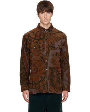 Dries Van Noten Khaki Loose Corduroy Shirt - Brown