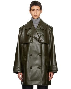 Stand Studio Khaki Flora Faux-leather Trench Coat - Green