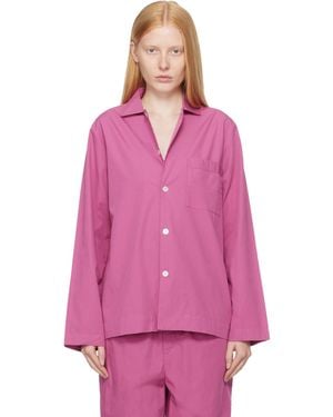 Tekla Poplin Long-Sleeved Pyjama Shirt - Pink