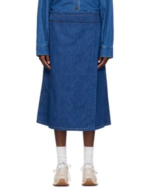Studio Nicholson Wrap Denim Midi Skirt - Blue