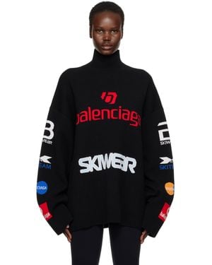 Balenciaga Col Roulé Noir À Manches Longues