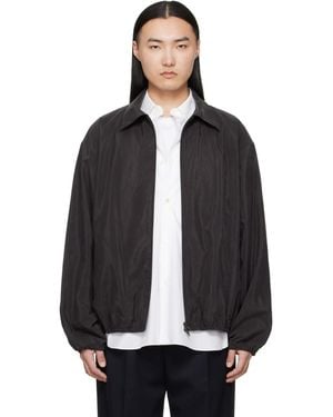 Ssstein Silk Nylon Collared Zip Jacket - Black