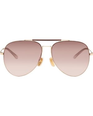 Gucci Lunettes De Soleil Aviateur Dorées - Marron