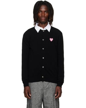 COMME DES GARÇONS PLAY Heart Emblem Round Neck Cardigan - Black