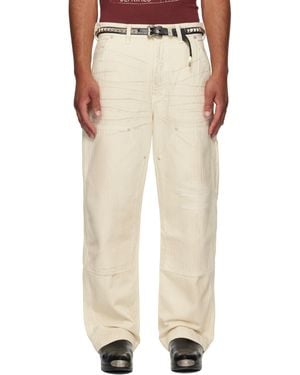 Enfants Riches Deprimes Off- Double Knee Paint Denim Trousers - Natural