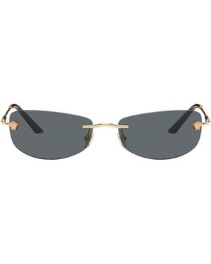 Versace Rimless Rectangle Medusa Sunglasses - Grey