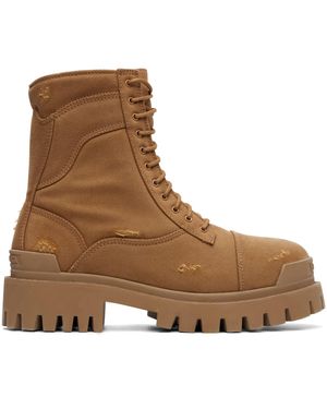 Balenciaga Tan Combat Strike Boots - Brown