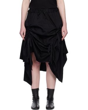 Yohji Yamamoto Gathered Denim Midi Skirt - Black