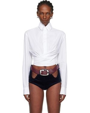 Jean Paul Gaultier 'The Cropped Cache-Coeur' Shirt - White