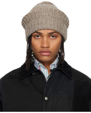 Maison Margiela Taupe Rib-Knit Beanie - Black