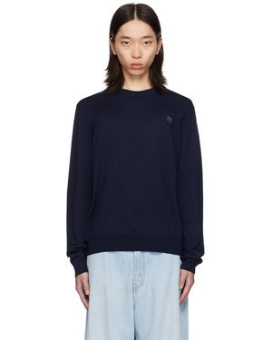 Maison Kitsuné ネイビー ボールド フォックスヘッド セーター - ブルー