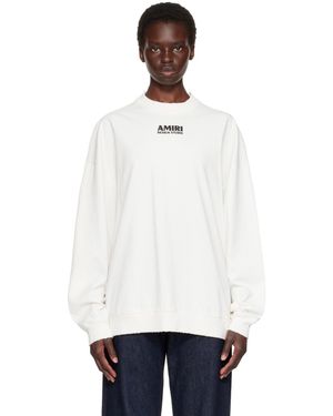 Amiri Pull Molletonné '1994' Blanc Cassé À Col Ras Du Cou
