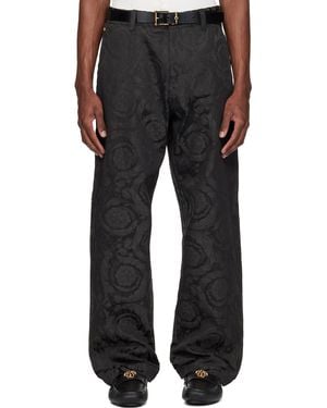 Versace Jacquard Cotton Carpenter Trousers - Black