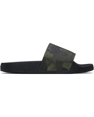 COACH Khaki Coated Canvas Pool Slides - Black