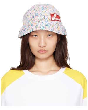 we11done Crochet Logo Bucket Hat - White