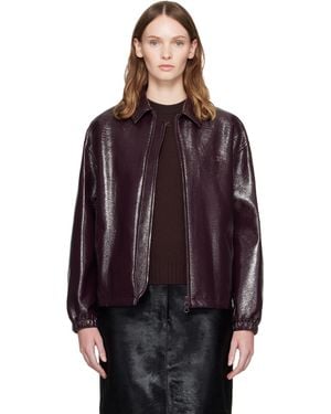 Courreges Burgundy Vinyl Bomber Jacket - Purple