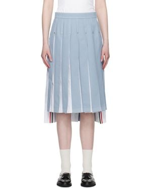 Thom Browne Jupe Midi Bleue En Denim À Plis