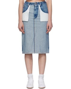 MM6 by Maison Margiela Faded Denim Midi Skirt - Blue