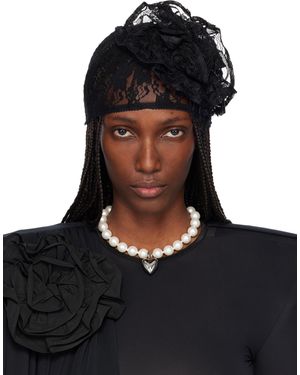 VAQUERA Lace Flower Beanie - Black
