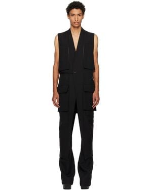 Rick Owens Tower Long Lab Cargo Vest - Black