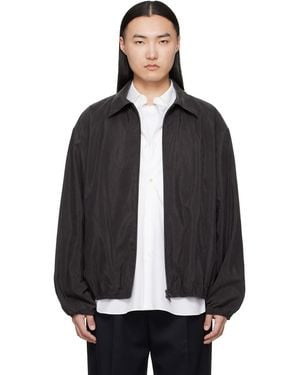 Ssstein Silk Nylon Collared Zip Jacket - Black