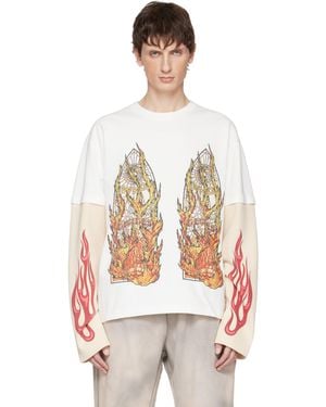 Who Decides War Off- Flame Glass Double T-Shirt - White