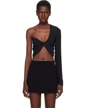 Courreges ブラック Twist アシンメトリー クロップド トップス