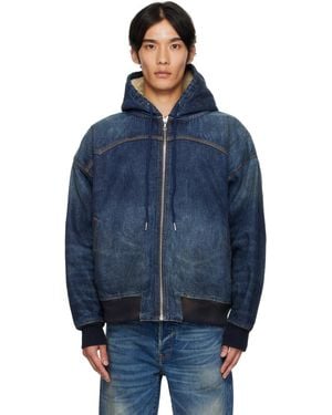 Cout de la Liberte Mike Japanese Vtg Double Dip Sherpa Lined Denim Jacket - Blue
