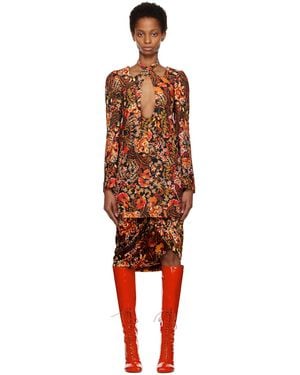 Dries Van Noten Orange Cutout Minidress - Black
