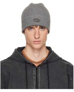 DIESEL Ribbed D Embroidery Beanie - Black