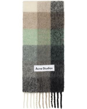 Acne Studios グリーン＆グレー モヘア チェック マフラー