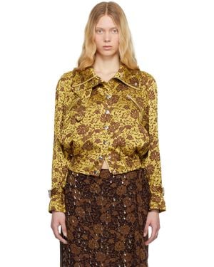Dries Van Noten カーキ ジャカード ボンバージャケット - オレンジ