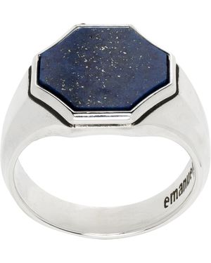 Emanuele Bicocchi Chevalière Argentée À Lapis-Lazuli - Bleu