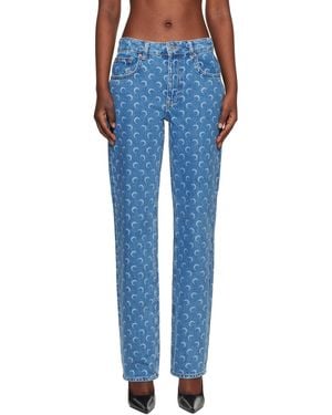Marine Serre Moon Laser Straight Jeans - Blue