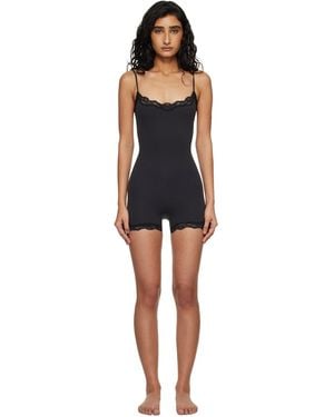 Skims Fits Everybody Lace Onesie Romper - Black