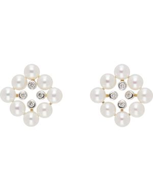 Mateo Pearls & Diamonds Cluster Stud Earrings - Black