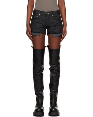 Rick Owens Temple Lana Cut Off Denim Shorts - Black