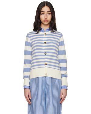 Charles Jeffrey ブルー＆ホワイト ボタンダウン カーディガン