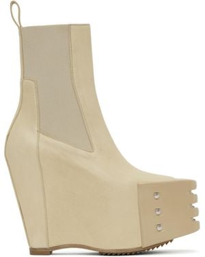 Rick Owens Hollywood Grilled Wedge Beatle Chelsea Boots - Natural