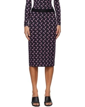 Marine Serre Moon Printed Jersey Midi Skirt - Black
