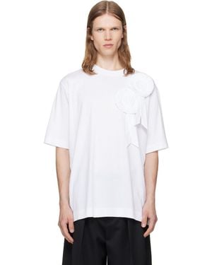 Simone Rocha T-Shirt Droit Blanc À Appliqués De Rosette