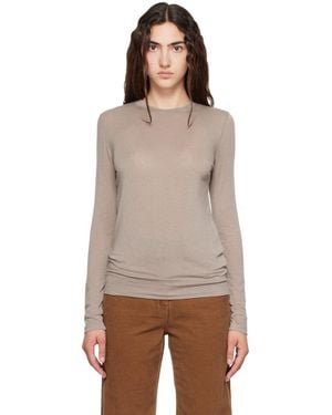 NOTHING WRITTEN Taupe Aima Wool Long Sleeve T-Shirt - Brown