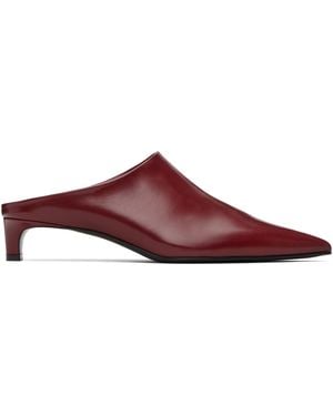 Jil Sander レッド ポインテッドトゥ ヒール ミュール - ブラック