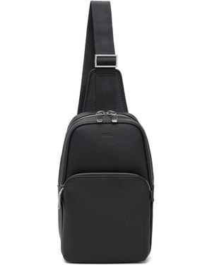 BOSS Leather Logo-Emed Sling Bag - Black