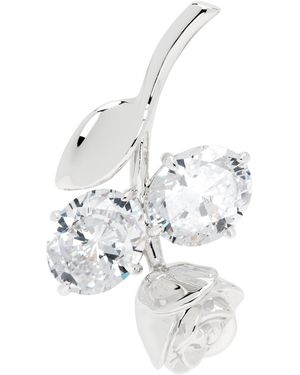 ShuShu/Tong Yvmin Edition Inverted Gemstone Leaf Metal Rose Single Earring - White