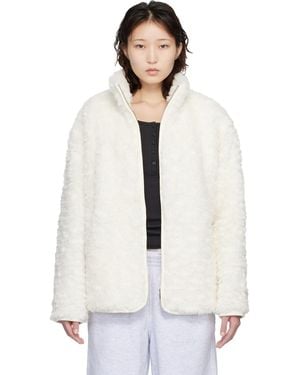 Skims Faux Fur Oversized Mock Neck Jacket - White